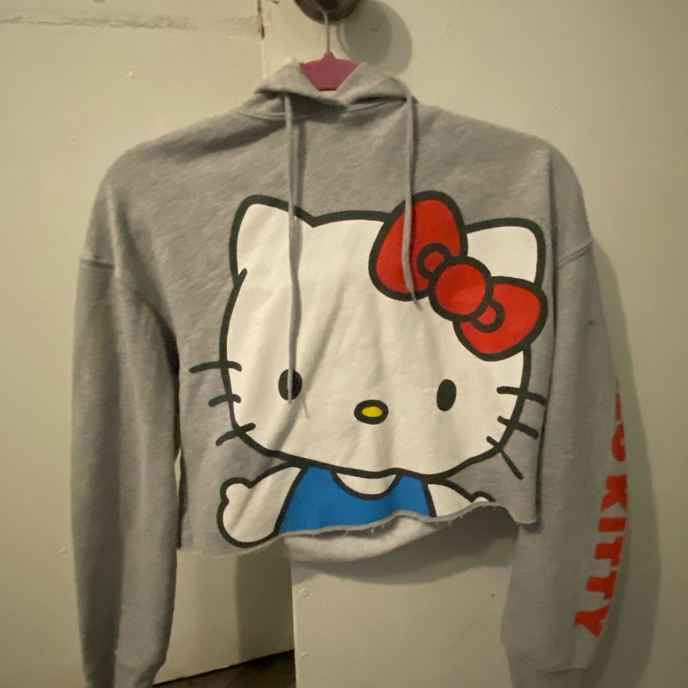 Sanrio Hello Kitty Gray Hoodie with Red and Blue Accents